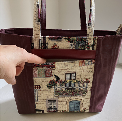 ゴブランバッグ　ハート織り柄